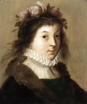 Portrait of a Young Girl as Flora Oil painting by Cornelis Van Poelenburgh