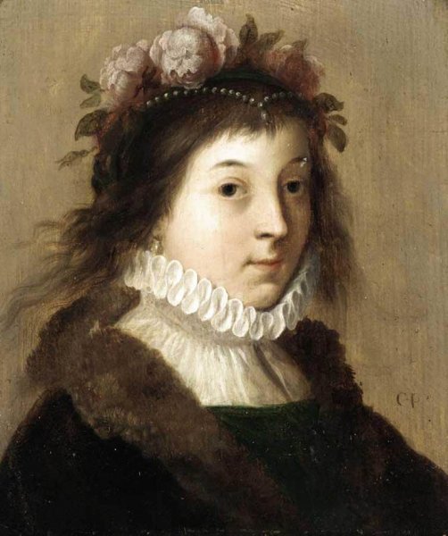 Portrait of a Young Girl as Flora by Cornelis Van Poelenburgh - Hand-Painted Oil Painting Reproduction