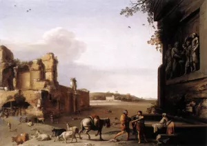 Ruins of Ancient Rome by Cornelis Van Poelenburgh Oil Painting