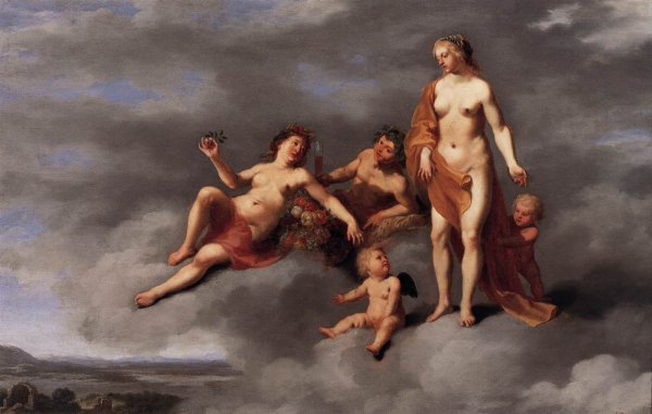 Main Product Photo of Sine Cerere et Baccho Friget Venus Painting by Cornelis Van Poelenburgh