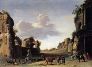 View of the Campo Vaccino Oil painting by Cornelis Van Poelenburgh