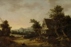 Hilly Landscape with Peasant Cottage Oil painting by Cornelis Van Zwieten