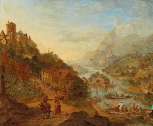 Idealised Rhine landscape by Cornelis Verdonck Oil Painting