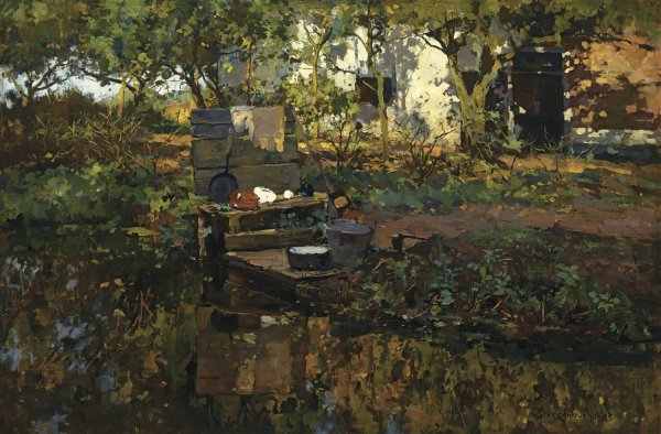 Main Product Photo of A Farmyard  Painting by Cornelis Vreedenburgh