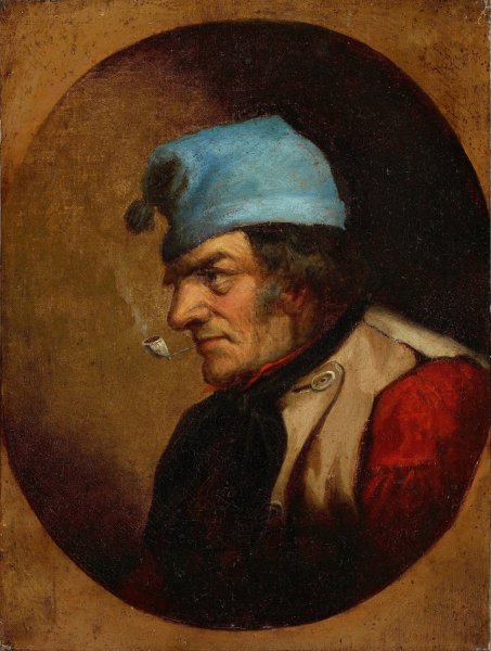 Habitant with Blue Tuque and Pipe  by Cornelius David Krieghoff - Hand-Painted Oil Painting Reproduction