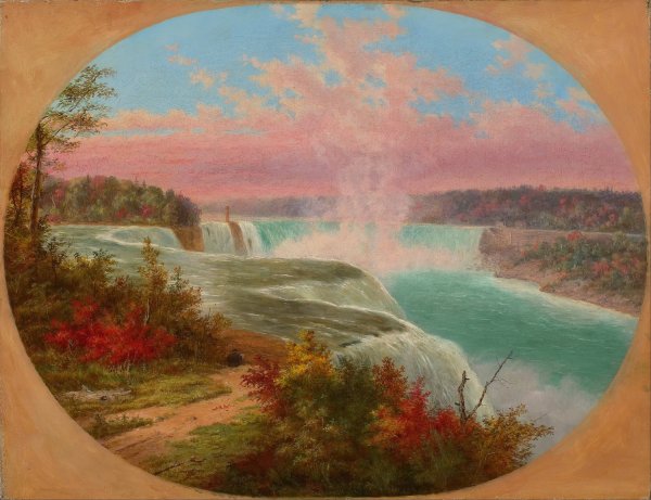 The Artist at Niagara  by Cornelius David Krieghoff - Hand-Painted Oil Painting Reproduction