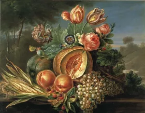 Still Life with Fruit and Flowers by Cornelius De Beet Oil Painting