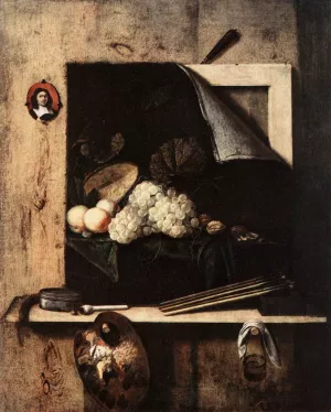 Still-Life with Self-Portrait by Cornelius Gijsbrechts - Oil Painting Reproduction