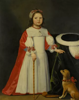 Portrait of a Boy with a Dog by Cornelius Jonson - Oil Painting Reproduction