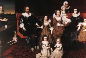 Sir Thomas Lucy and His Family by Cornelius Jonson Oil Painting