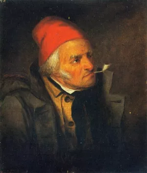 Man with Red Hat and Pipe by Cornelius Krieghoff - Oil Painting Reproduction