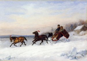 Sleigh Scene by Cornelius Krieghoff Oil Painting