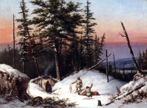 Trappers on the Frontier by Cornelius Krieghoff Oil Painting