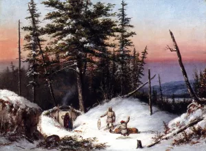 Trappers on the Frontier by Cornelius Krieghoff - Oil Painting Reproduction