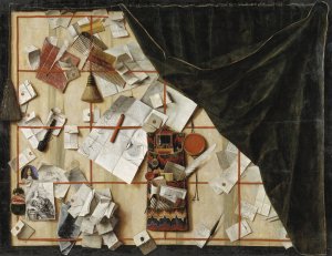 Trompe L'oeil Of A Letter Rack With Christian V's Proclamation by Cornelius Norbertus Gijsbrechts Oil Painting