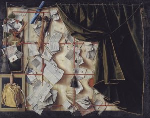 Trompe L'oeil Of A Letter Rack With Proclamation By Frederik III by Cornelius Norbertus Gijsbrechts Oil Painting