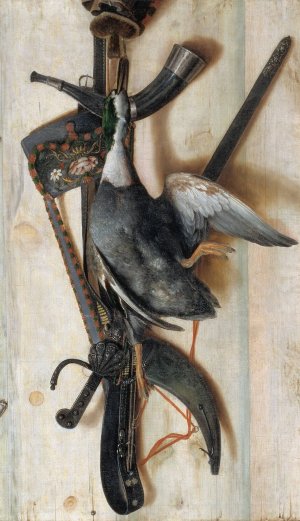 Trompe L'oeil With Dead Duck And Hunting Implements by Cornelius Norbertus Gijsbrechts Oil Painting