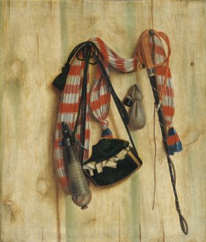 Trompe L'oeil With Riding Whip And Letter Bag by Cornelius Norbertus Gijsbrechts Oil Painting