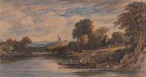 Landscape with Windmill by Cornelius Varley Oil Painting