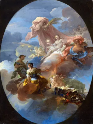 An Allegory of the Vanquishing of War by Truth, Hope and Prudence by Corrado Giaquinto Oil Painting