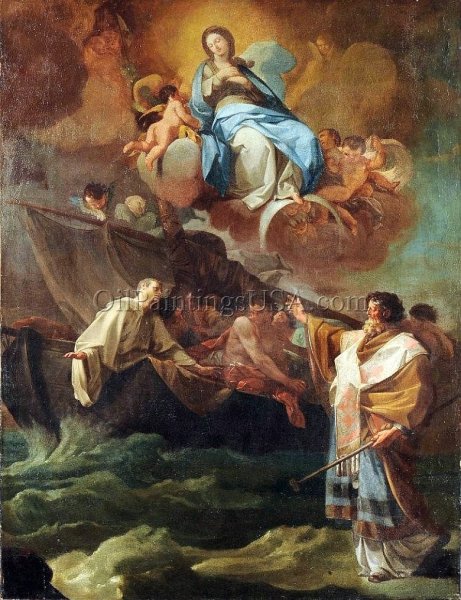Apparition of the Virgin by Corrado Giaquinto - Hand-Painted Oil Painting Reproduction