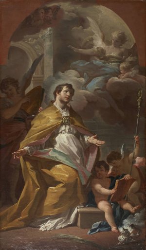 Bishop Saint in Prayer by Corrado Giaquinto Oil Painting