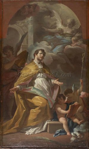 Bishop Saint in Prayer by Corrado Giaquinto Oil Painting
