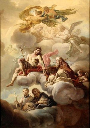 Bozzetto for the Ceiling of San Nicola dei Lorenesi Church in Rome by Corrado Giaquinto Oil Painting
