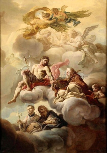 Bozzetto for the Ceiling of San Nicola dei Lorenesi Church in Rome by Corrado Giaquinto - Hand-Painted Oil Painting Reproduction