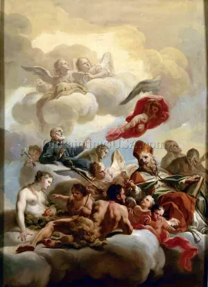 Bozzetto for the Ceiling of San Nicola dei Lorenesi Church in Rome by Corrado Giaquinto Oil Painting