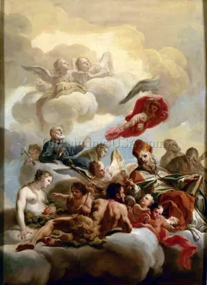 Bozzetto for the Ceiling of San Nicola dei Lorenesi Church in Rome Oil painting by Corrado Giaquinto