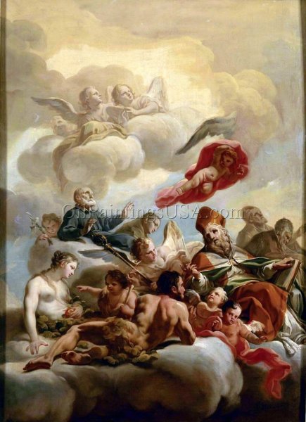 Bozzetto for the Ceiling of San Nicola dei Lorenesi Church in Rome by Corrado Giaquinto - Hand-Painted Oil Painting Reproduction