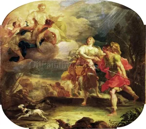 Cycle of the Life of Enea, Aeneas and Dido Caught in a Storm by Corrado Giaquinto Oil Painting