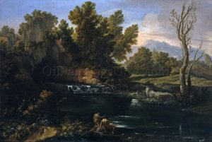 Landscape with Waterfall by Corrado Giaquinto Oil Painting