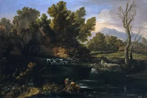 Landscape with Waterfall by Corrado Giaquinto Oil Painting