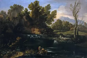 Landscape with Waterfall Oil painting by Corrado Giaquinto