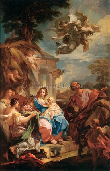 Rest on The Flight into Egypt by Corrado Giaquinto - Hand-Painted Oil Painting Reproduction