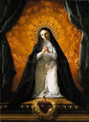 Saint Margeret Mary Alacoque Contemplating the Sacred Heart of Jesus Oil painting by Corrado Giaquinto