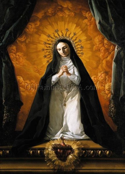 St Margaret Mary Alacoque Contemplating the Sacred Heart of Jesus by Corrado Giaquinto - Hand-Painted Oil Painting Reproduction