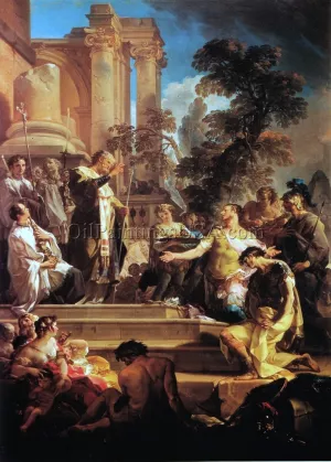 St. Nicholas Blessing the Warriors Oil painting by Corrado Giaquinto
