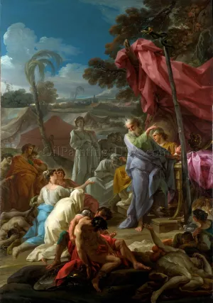 The Brazen Serpent - Bozzetto by Corrado Giaquinto Oil Painting
