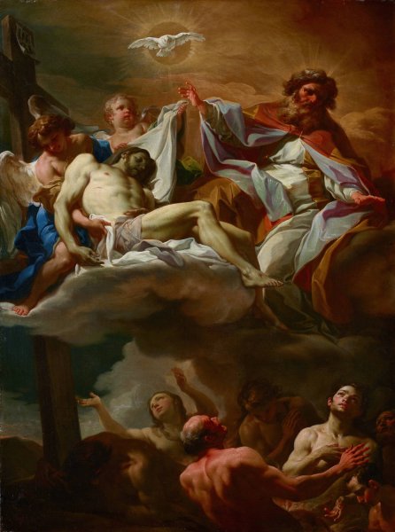 The Trinity with Souls in Purgatory  by Corrado Giaquinto - Hand-Painted Oil Painting Reproduction