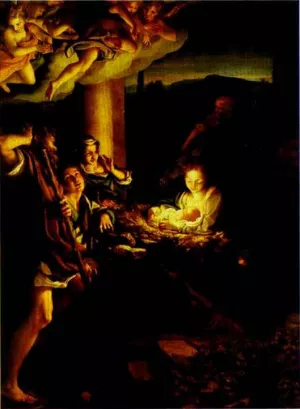 Adoration of the Shepherds The Holy Night by Correggio - Oil Painting Reproduction