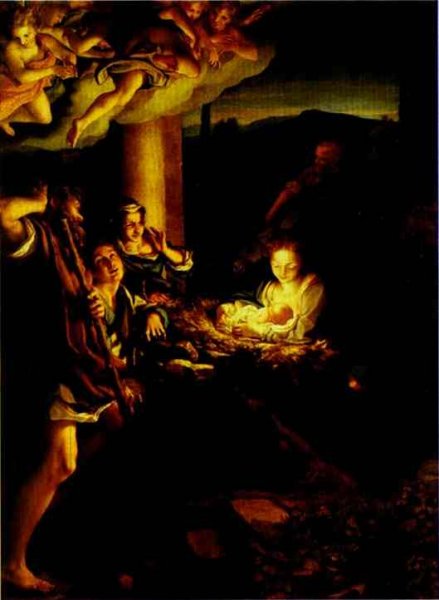 Adoration of the Shepherds The Holy Night by Correggio - Hand-Painted Oil Painting Reproduction
