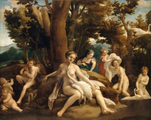 Leda and the Swan by Correggio Oil Painting