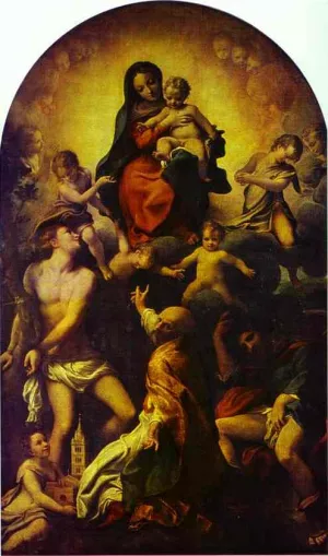 Madonna and Child with St. Sebastian Oil painting by Correggio