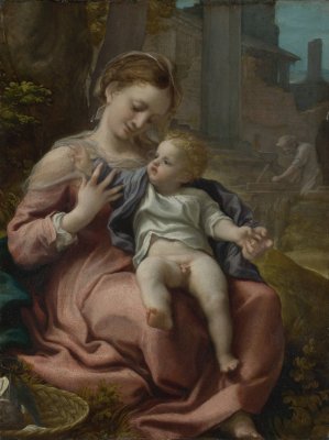 Mary with Basket by Correggio Oil Painting