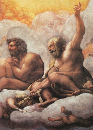 The Apostles Peter and Paul, Detail of Cupola Fresco Oil painting by Correggio