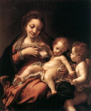 Virgin and Child with an Angel also known as Madonna del Latte Oil painting by Correggio