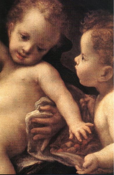 Main Product Photo of Virgin and Child with an Angel Detail Painting by Correggio